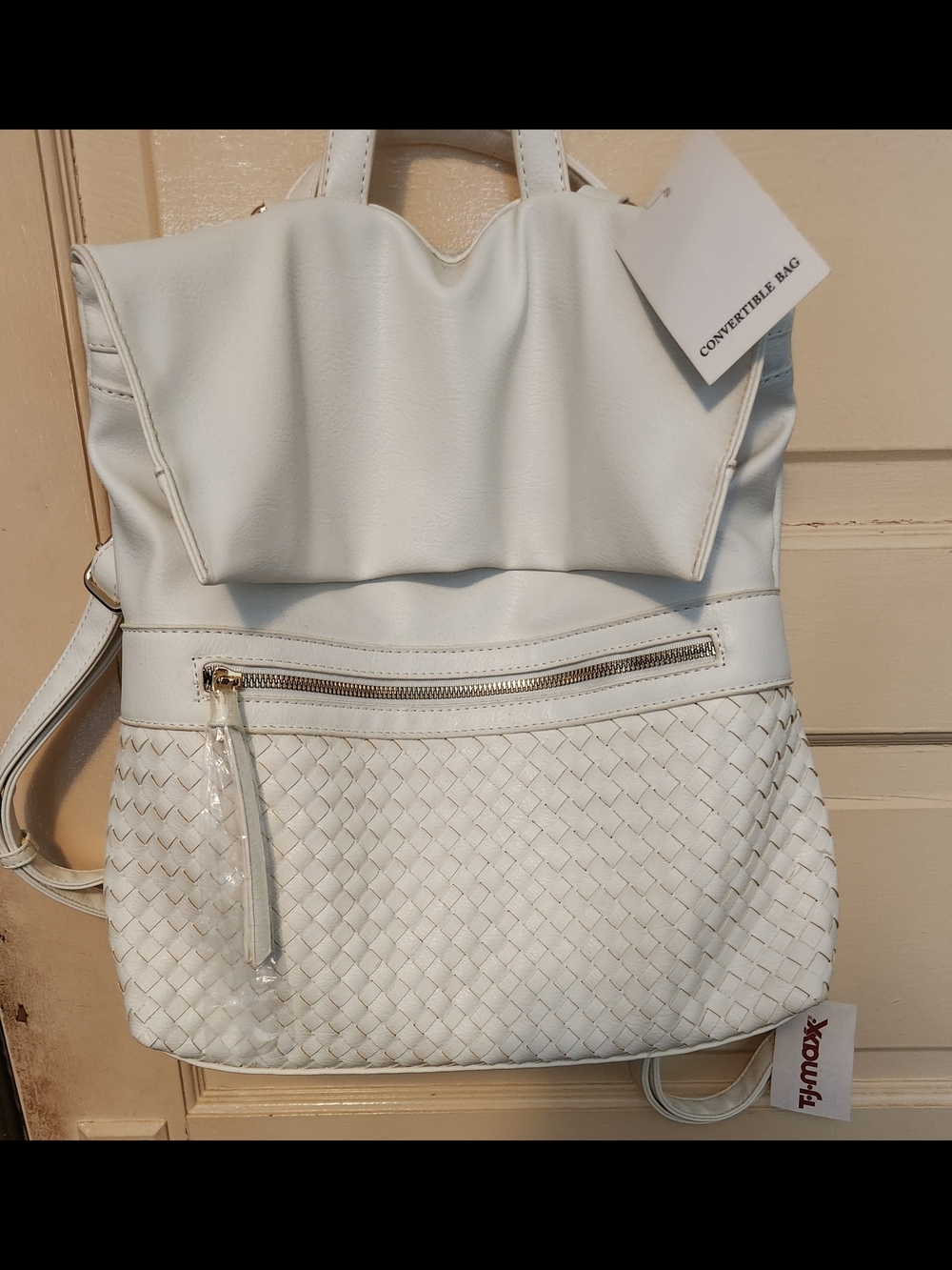 Convertible White Women's Backpack Purse